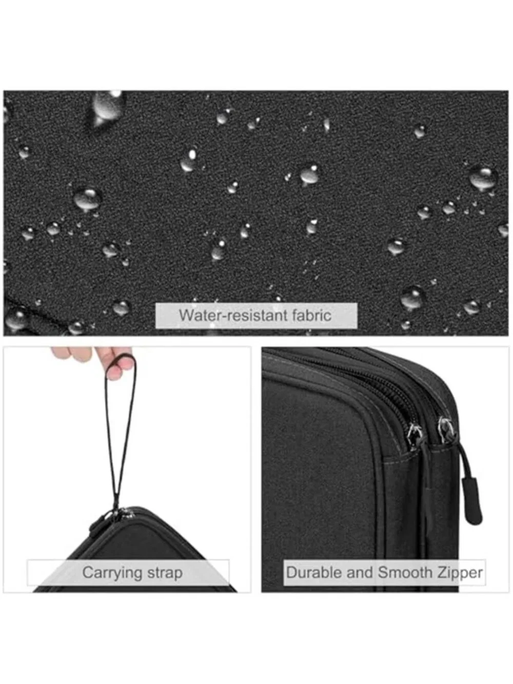 Extra Large Electronic Cable Organizer Bag Travel Cord Storage Pouch iPad Black